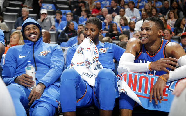Carmelo Anthony, Paul George, Russell Westbrook, thunder