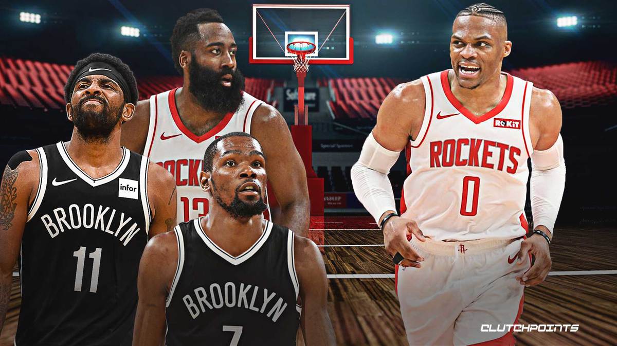 Russell Westbrook, Kyrie Irving, Kevin Durant, James Harden, Nets trade rumors, Rockets